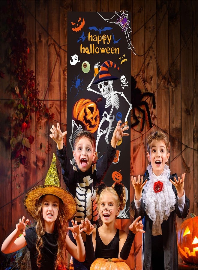 Breling 6 x 2.5 ft Halloween Door Decoration Cover, Large Fabric Party Decoration Sign for Front Door Halloween Party Supplies Indoor Outdoor(Happy Style) - Image 3